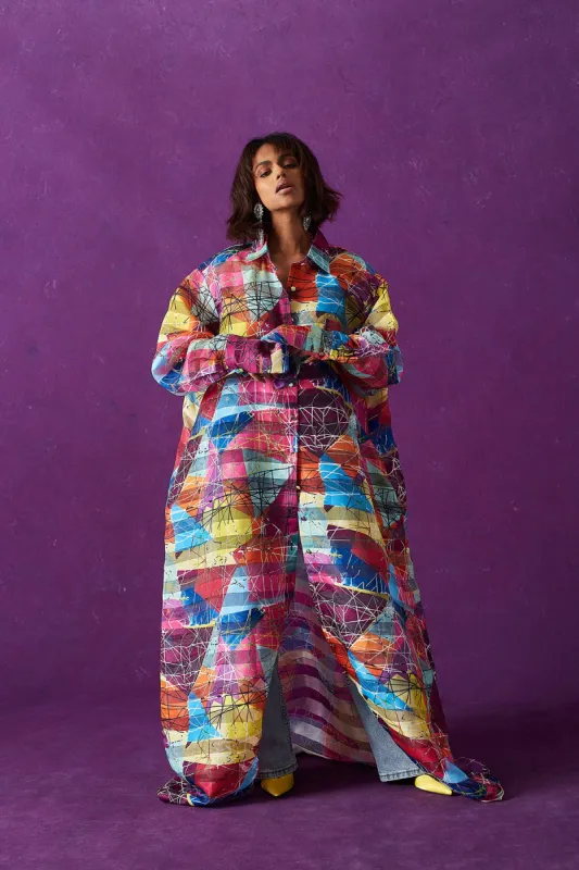 Amira Technical Organza Oversized Long Sleeve Shirt Dress sold by Kai Collective