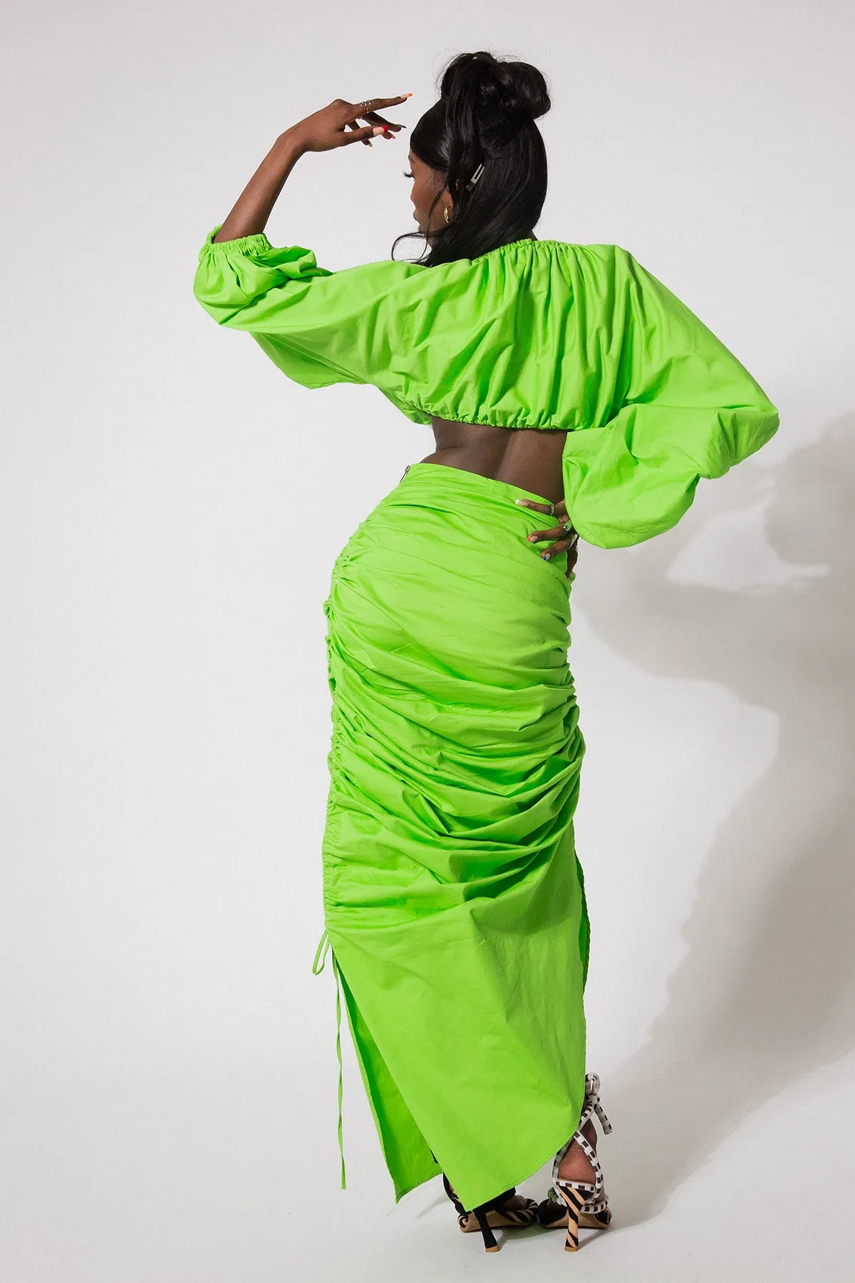 Xyla Ruched Cotton Skirt - Sour Apple sold by Kai Collective product image thumbnail 2