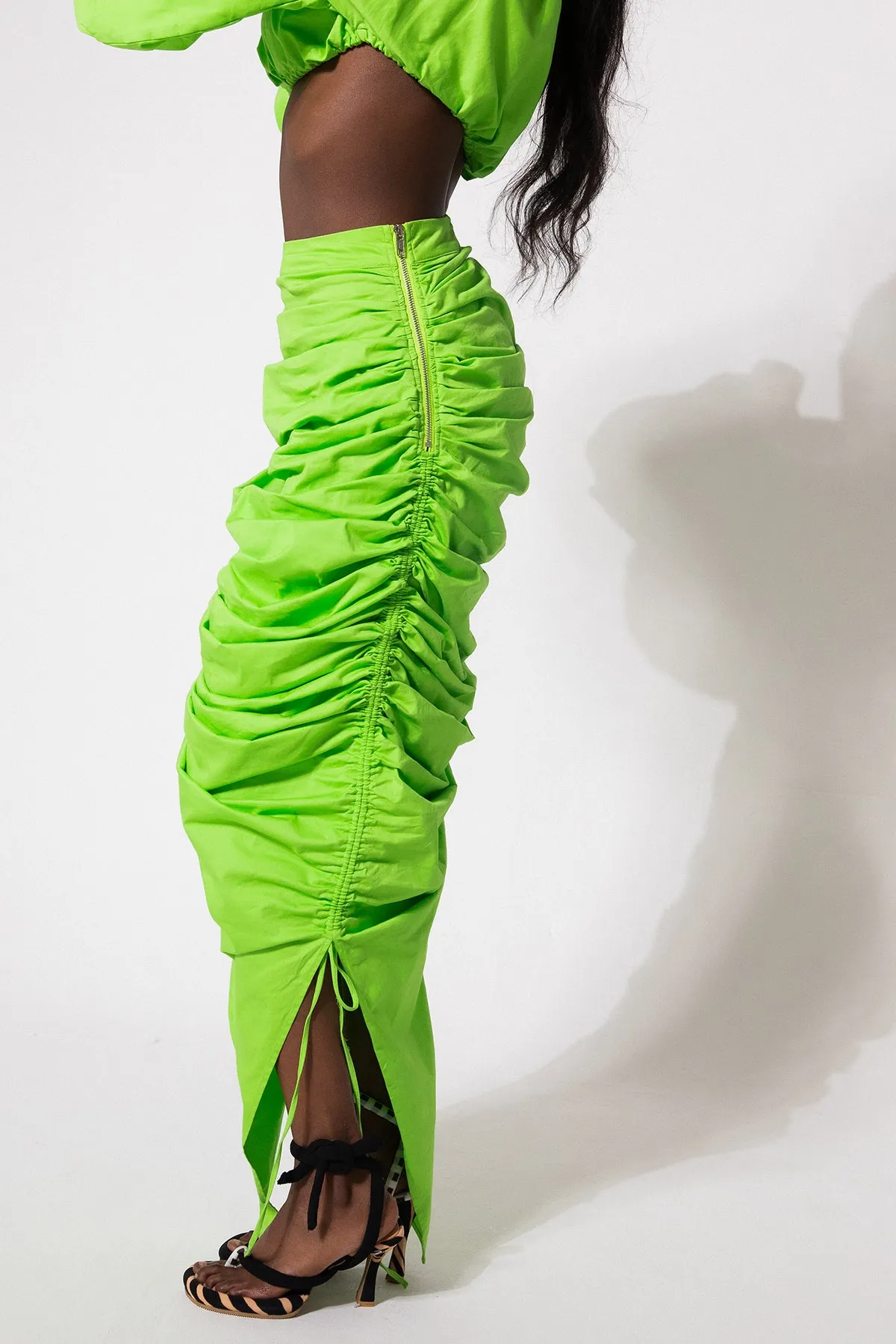 Xyla Ruched Cotton Skirt - Sour Apple sold by Kai Collective product image thumbnail 4