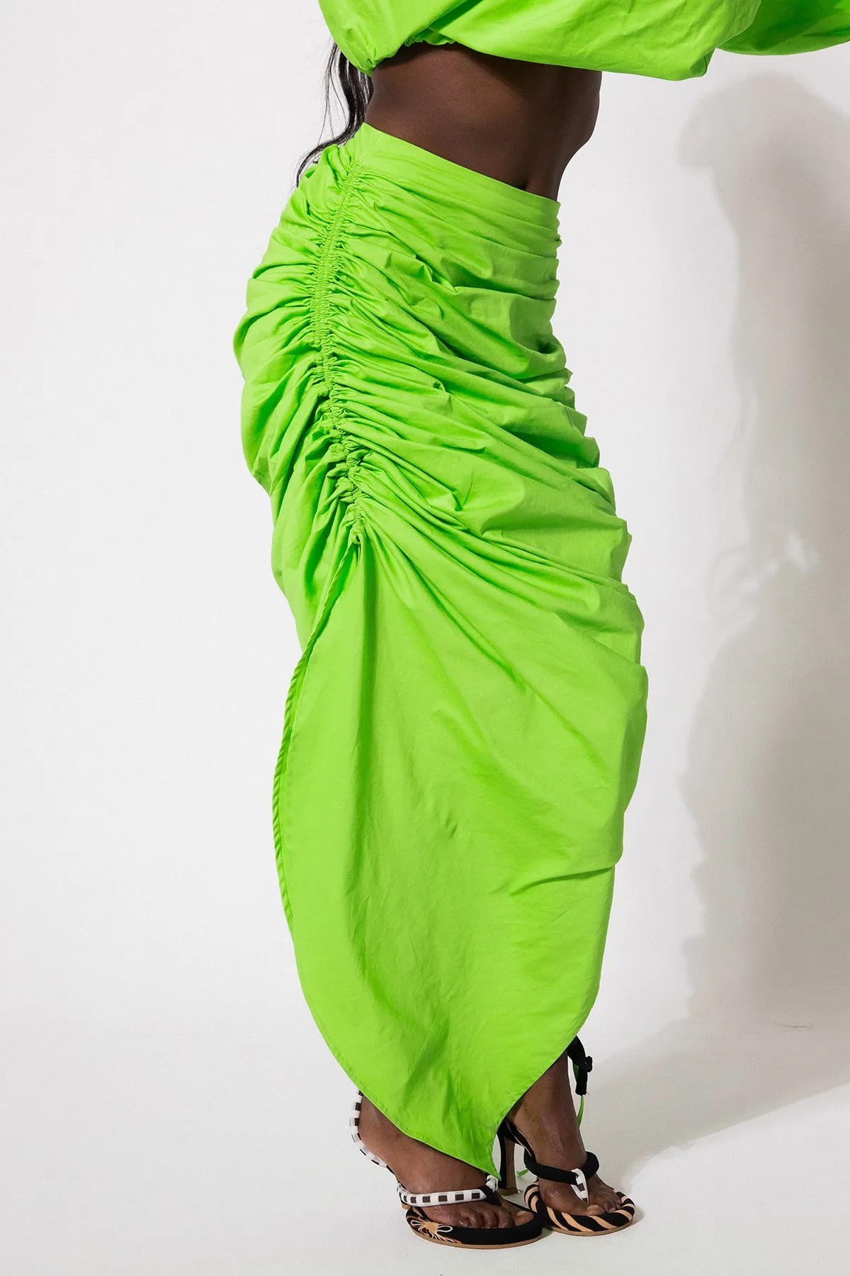 Xyla Ruched Cotton Skirt - Sour Apple sold by Kai Collective product image thumbnail 3