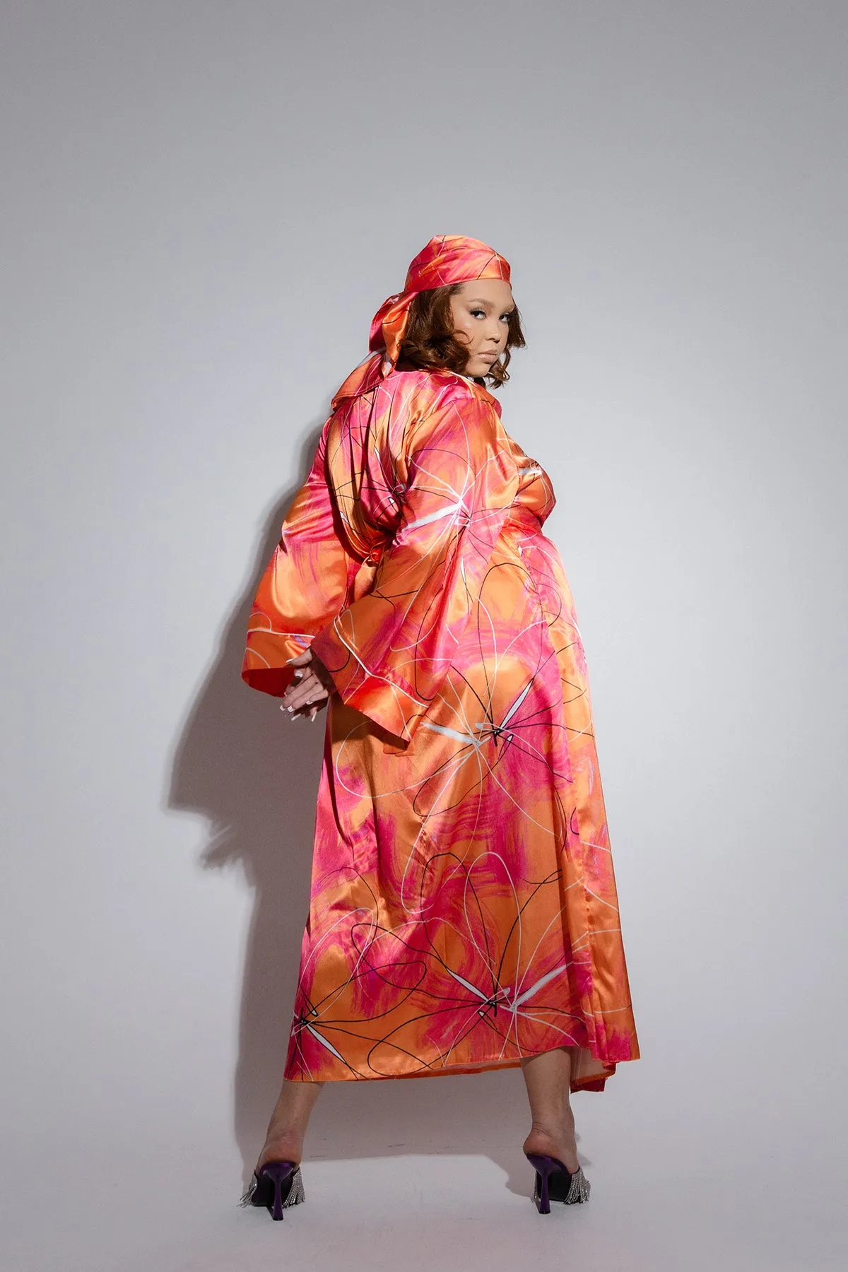 Acacia Silky Satin Printed Kimono- Mandarin sold by Kai Collective product image thumbnail 4