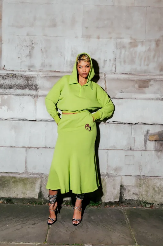 Kaia Logo Embroidered Cotton Sweatskirt - Pistachio sold by Kai Collective