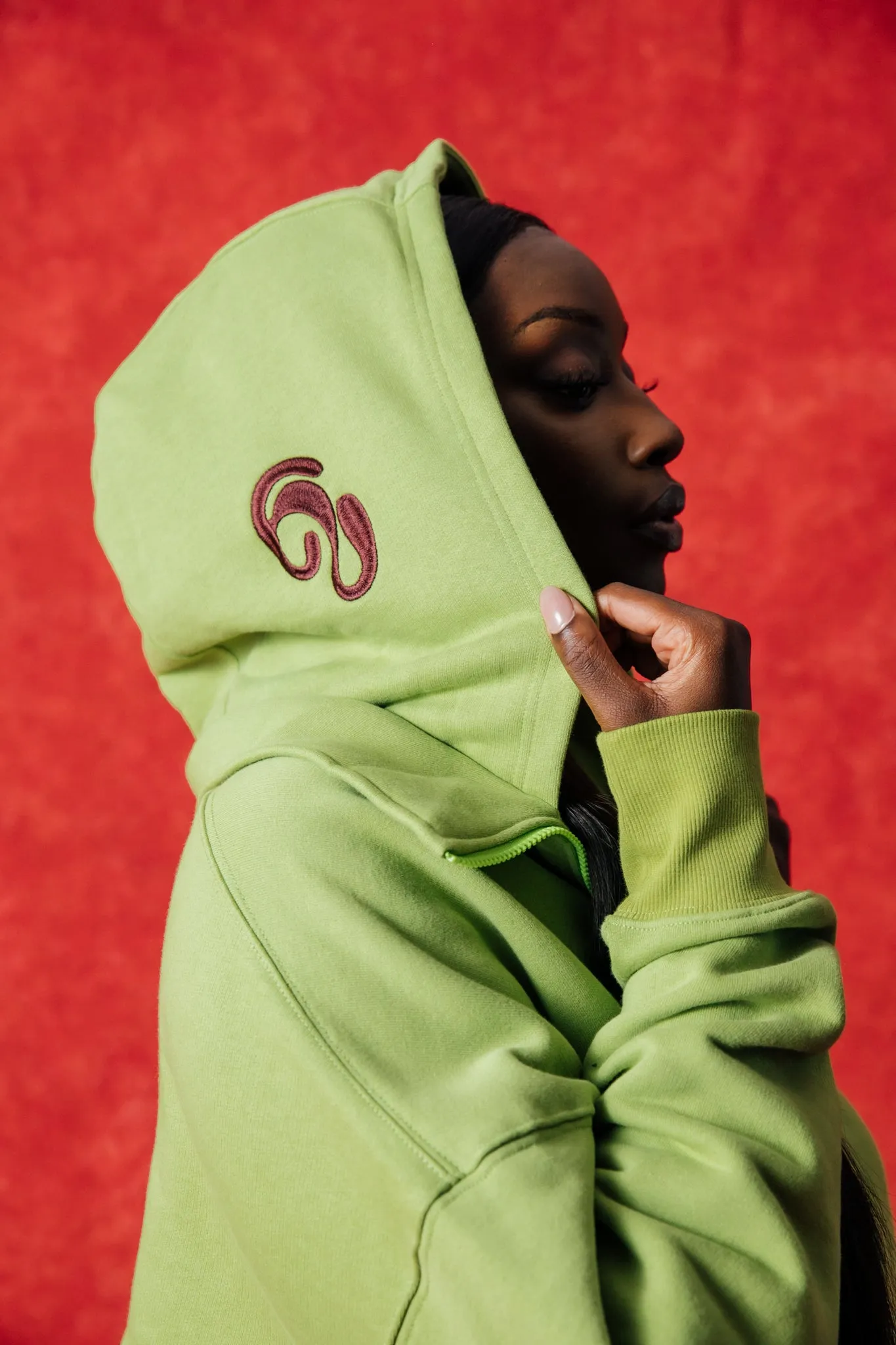 Kaia Logo Embroidered Cotton Half Zip Sweatshirt Hoodie - Pistachio sold by Kai Collective product image thumbnail 2