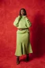 Kaia Logo Embroidered Cotton Half Zip Sweatshirt Hoodie - Pistachio sold by Kai Collective