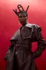 Emani Faux Croc Leather Exaggerated Coat - Coffee sold by Kai Collective