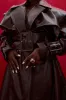 Emani Faux Croc Leather Exaggerated Coat - Coffee sold by Kai Collective