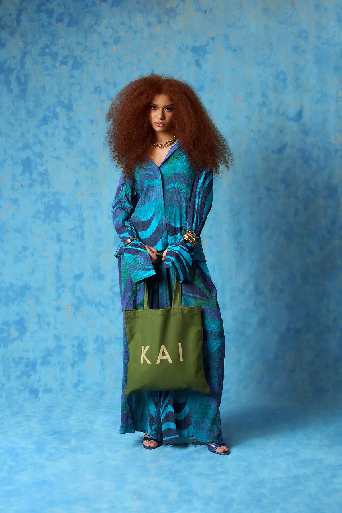 MINI COTTON PRINTED LOGO KAI TOTE - GREEN sold by Kai Collective product image thumbnail 2