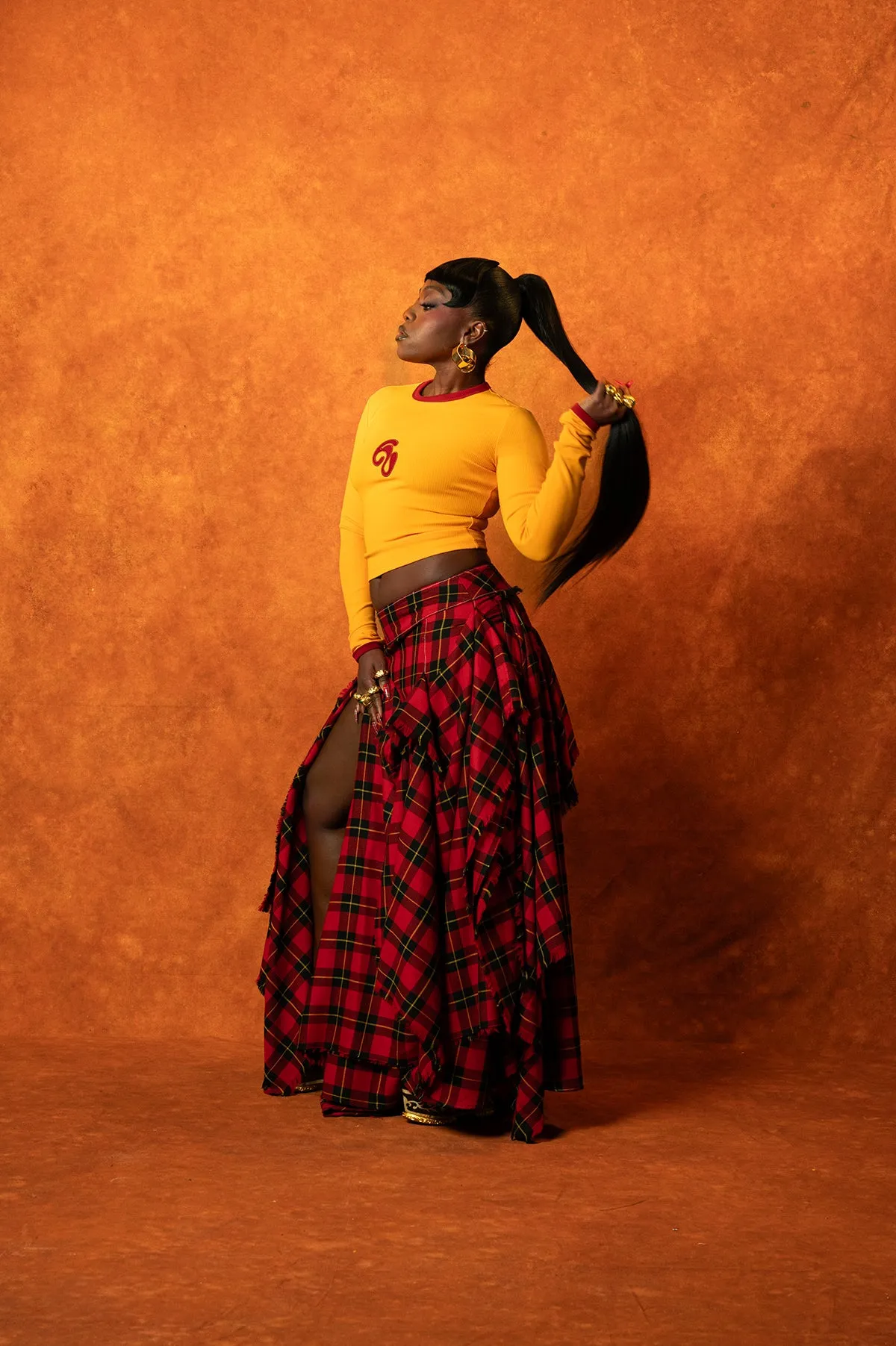 Nao Cotton Logo Embroidered Long Sleeve Top - Orange sold by Kai Collective product image thumbnail 5