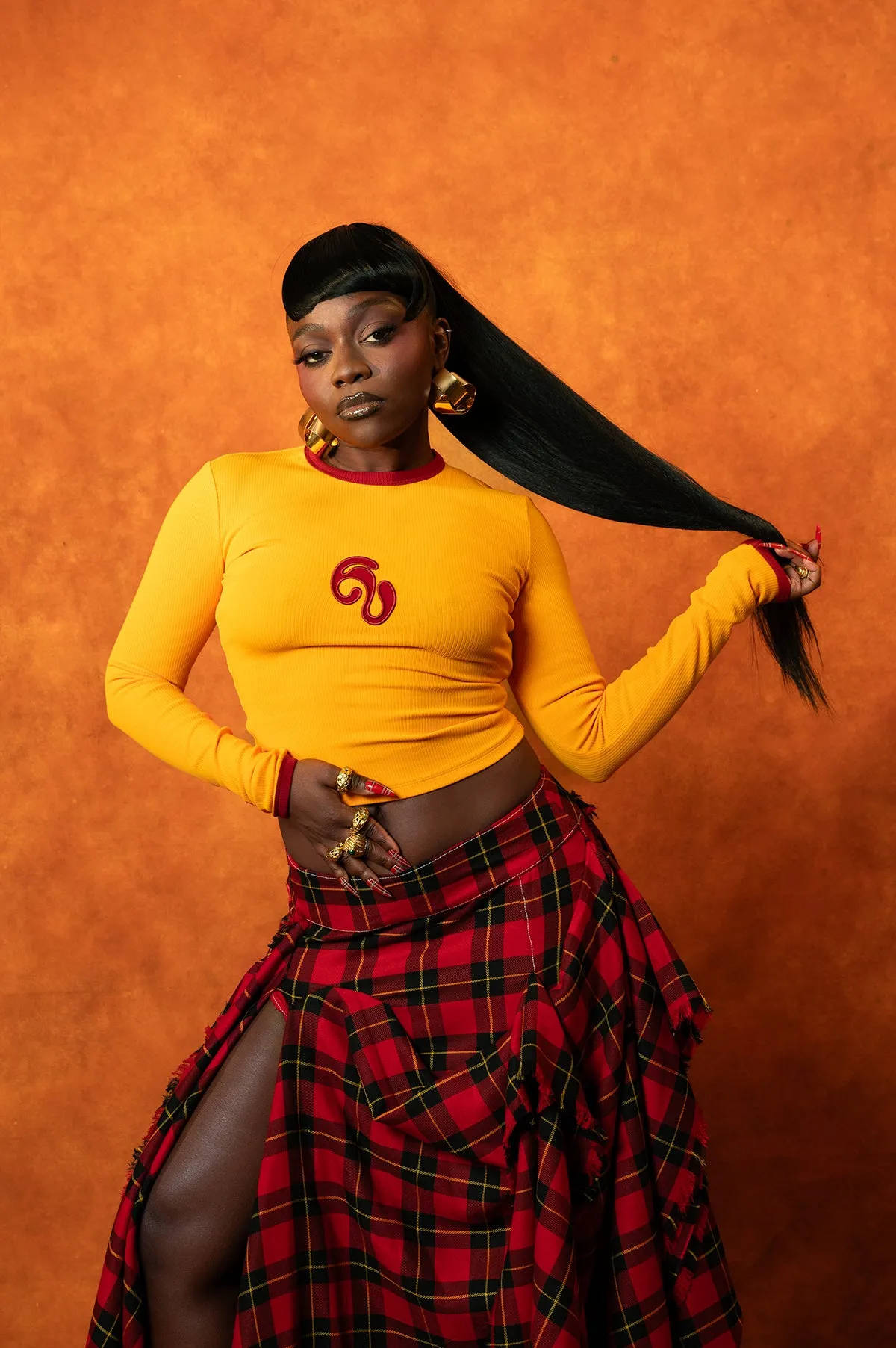 Nao Cotton Logo Embroidered Long Sleeve Top - Orange sold by Kai Collective