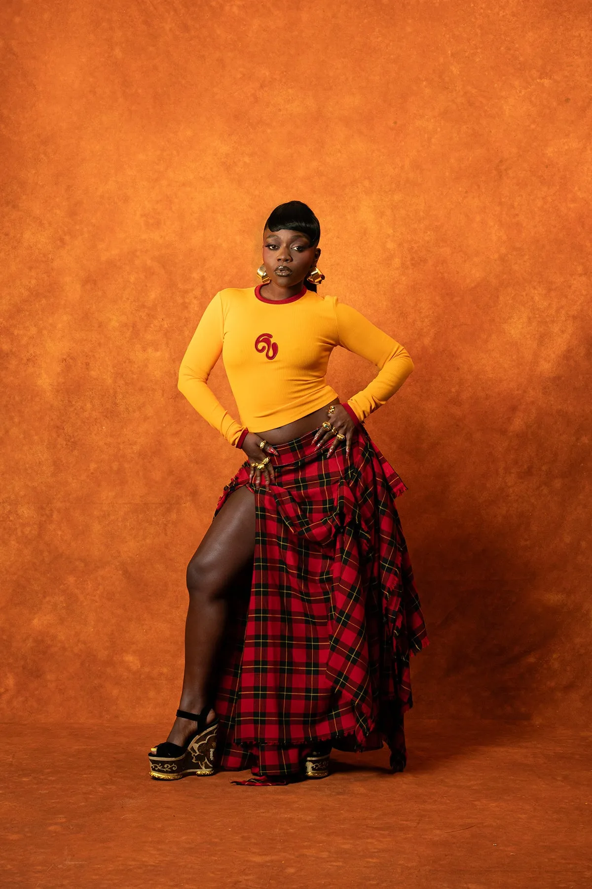 Nao Cotton Logo Embroidered Long Sleeve Top - Orange sold by Kai Collective product image thumbnail 4