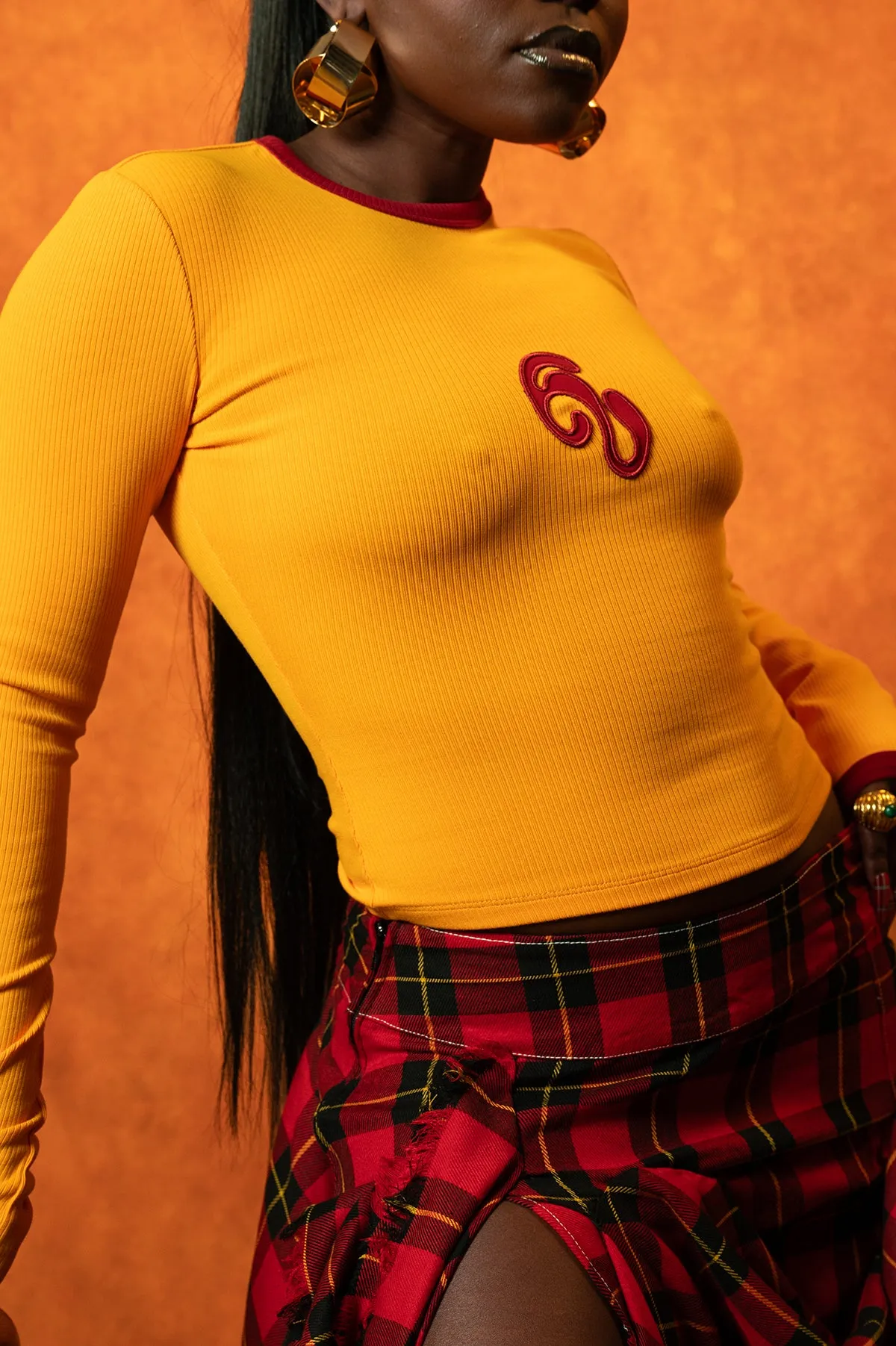 Nao Cotton Logo Embroidered Long Sleeve Top - Orange sold by Kai Collective product image thumbnail 3