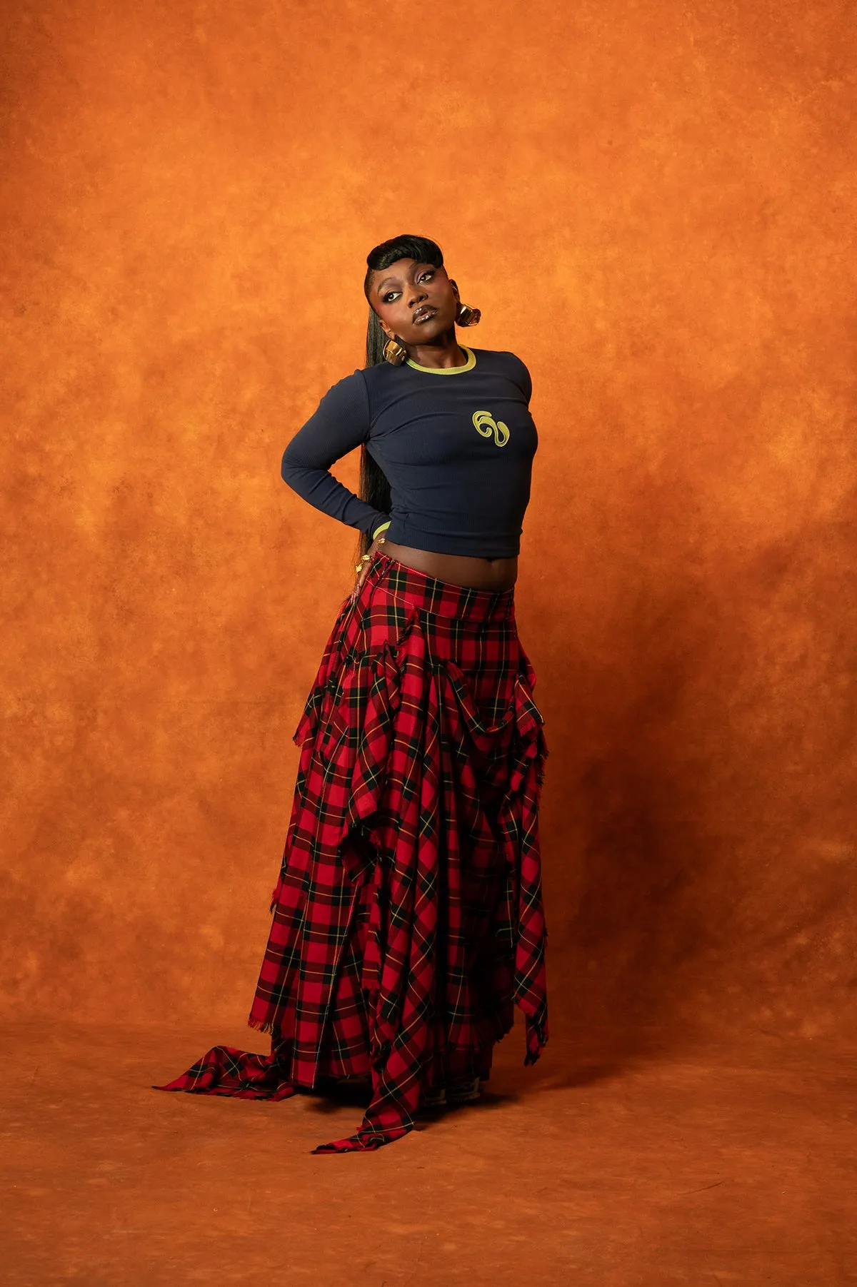 Nao Cotton Logo Embroidered Long Sleeve Top - Navy sold by Kai Collective product image thumbnail 4