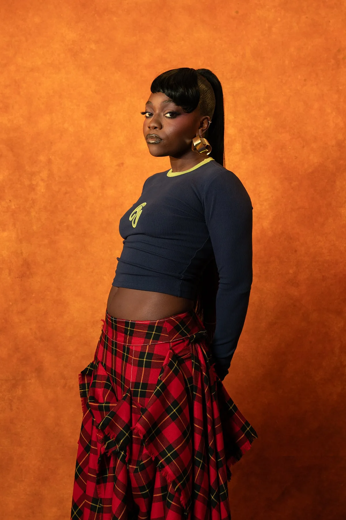 Nao Cotton Logo Embroidered Long Sleeve Top - Navy sold by Kai Collective product image thumbnail 5