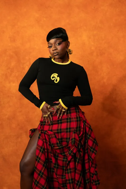 Nao Cotton Logo Embroidered Long Sleeve Top - Black sold by Kai Collective