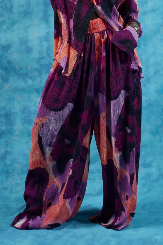 Mawuli Printed Plisse Trousers - Ife Print sold by Kai Collective