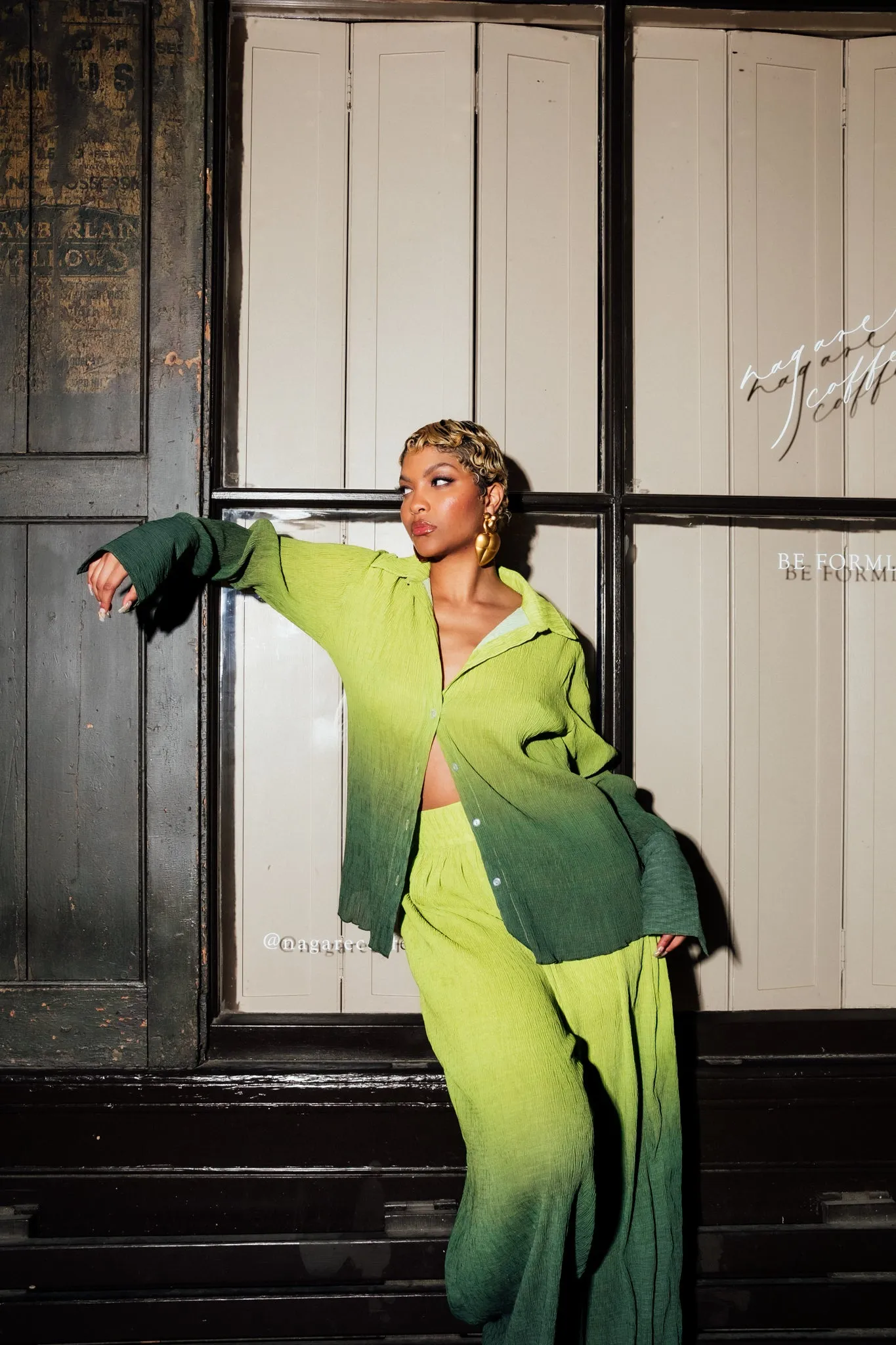 Mawuli Printed Plisse Trousers - Ombretta Print Green sold by Kai Collective product image thumbnail 3