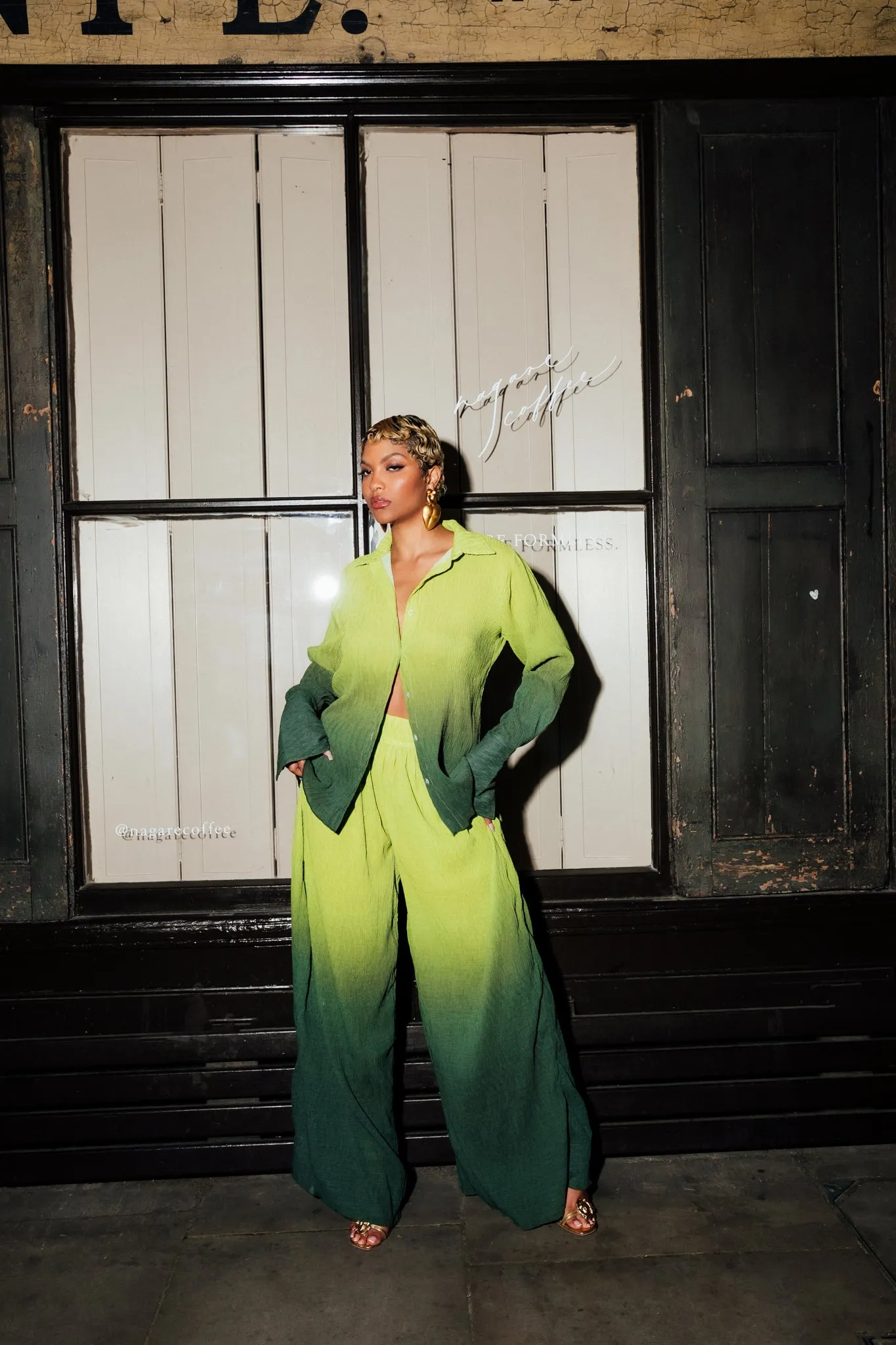 Mawuli Printed Plisse Trousers - Ombretta Print Green sold by Kai Collective