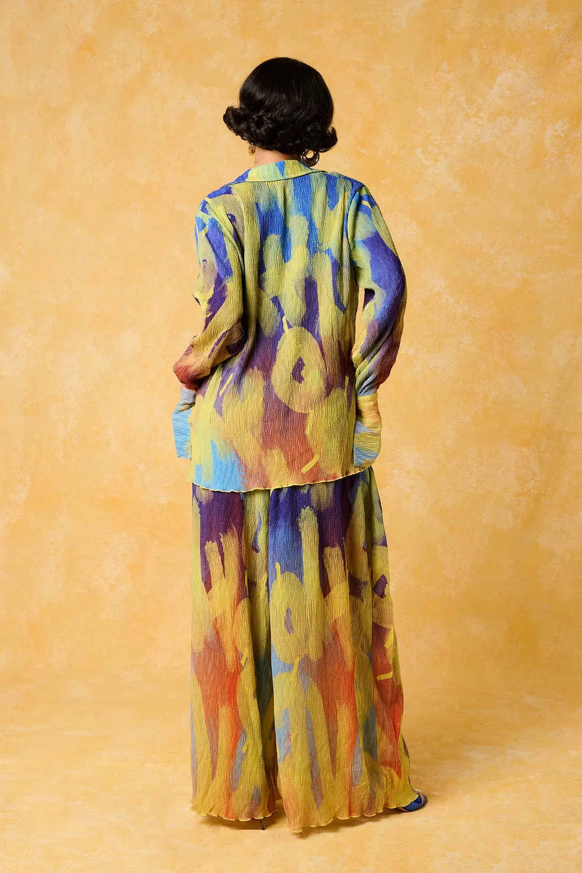 Mawuli Printed Plisse Trousers - Ayo Print Blue sold by Kai Collective product image thumbnail 3