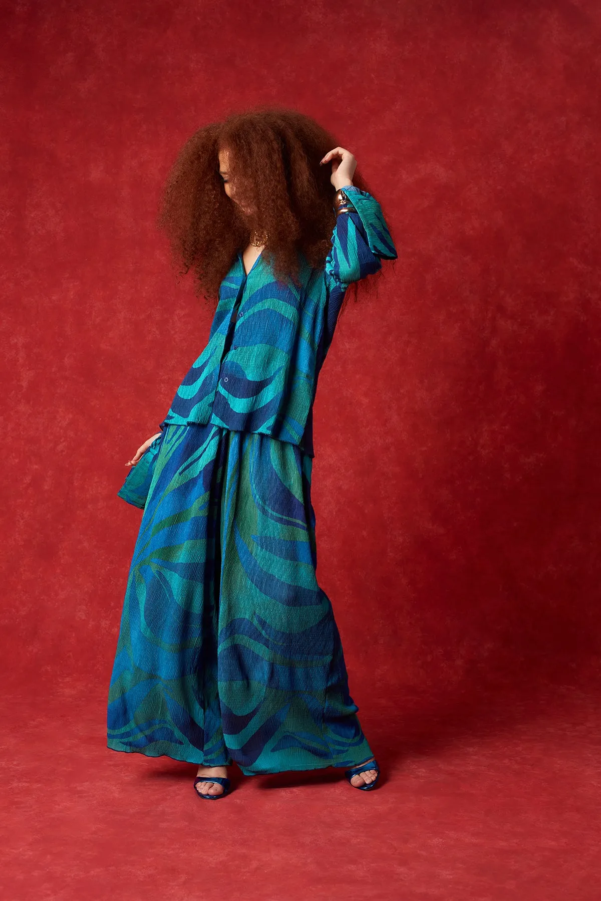 Mawuli Printed Plisse Trousers - Savannah Print sold by Kai Collective product image thumbnail 3