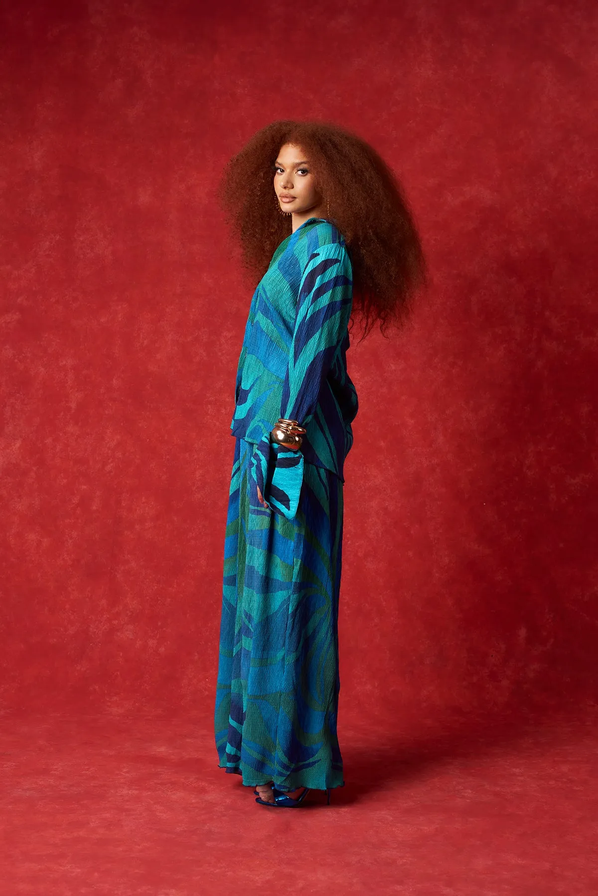 Mawuli Printed Plisse Trousers - Savannah Print sold by Kai Collective product image thumbnail 5