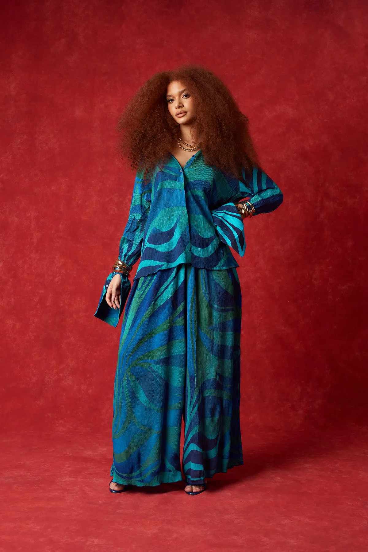 Mawuli Printed Plisse Trousers - Savannah Print sold by Kai Collective product image thumbnail 2