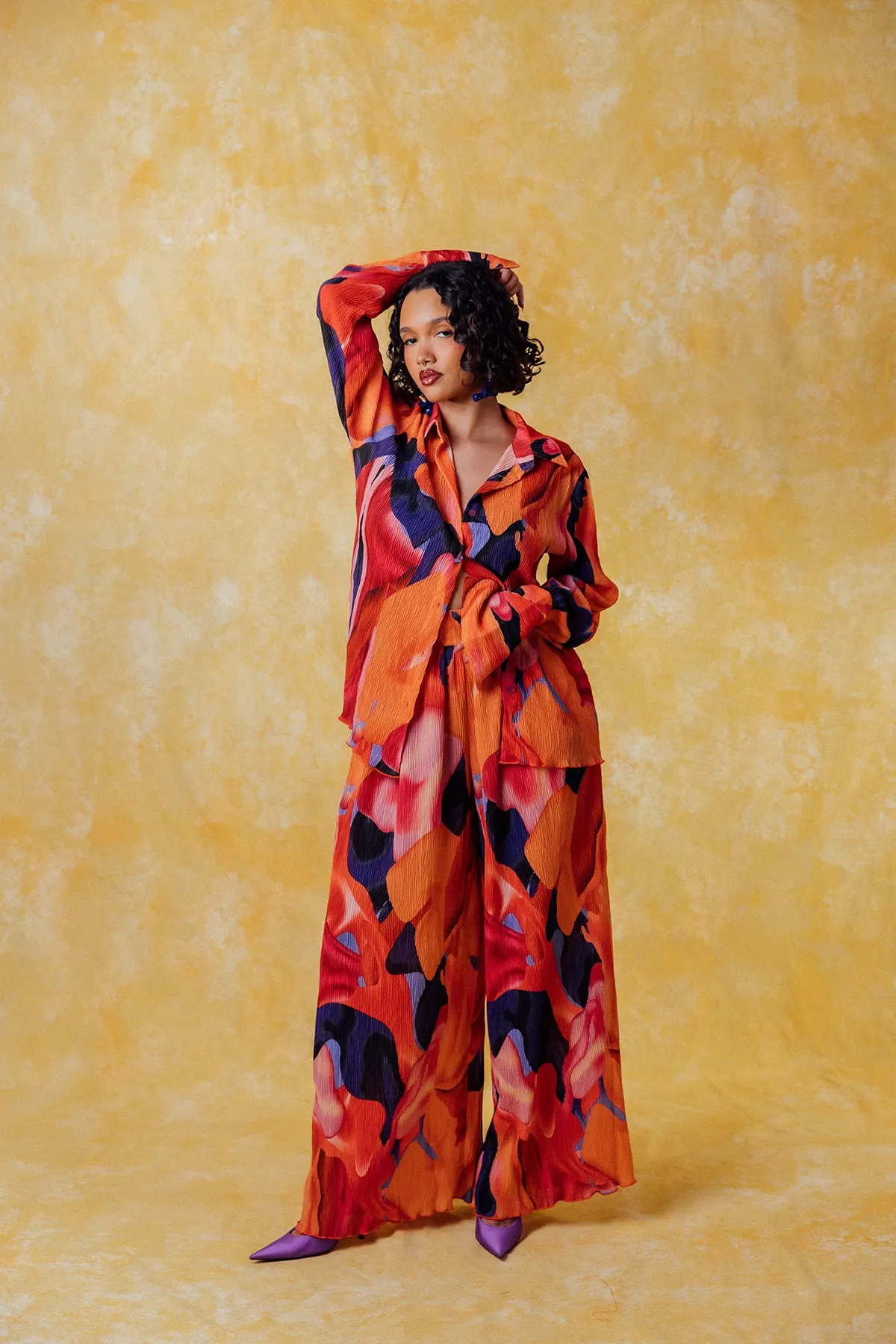 Mawuli Printed Plisse Trousers - Zuri Print sold by Kai Collective