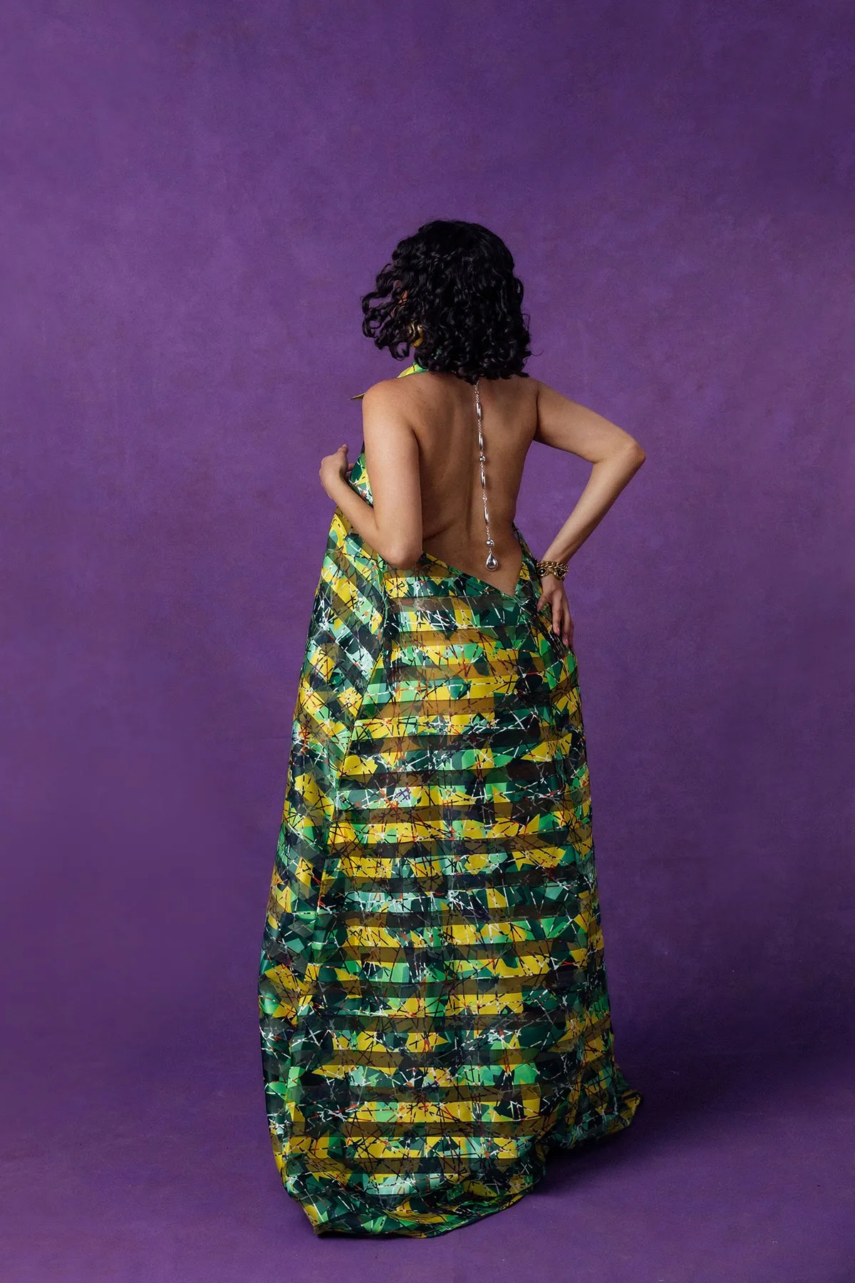 Naya Technical Organza Halter Low Back Shirt Dress - Green sold by Kai Collective product image thumbnail 2