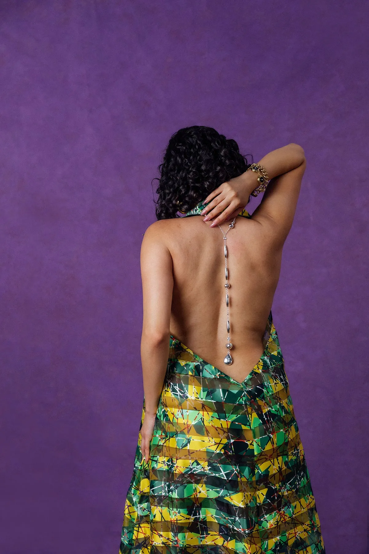 Naya Technical Organza Halter Low Back Shirt Dress - Green sold by Kai Collective product image thumbnail 3