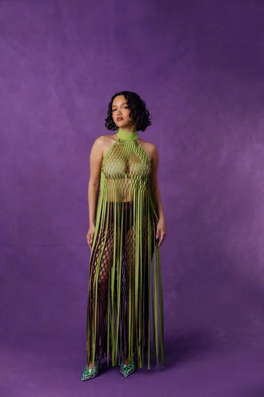 Yumi Faux Suede Laser Cut Top - Pear Green sold by Kai Collective