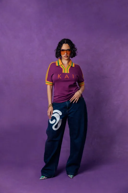 Mita Vintage Style Knitted Logo Jersey - Purple sold by Kai Collective