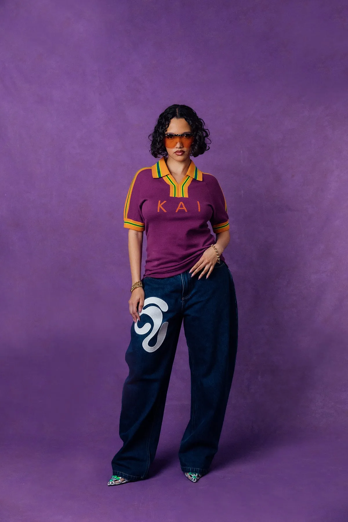 Mita Vintage Style Knitted Logo Jersey - Purple sold by Kai Collective