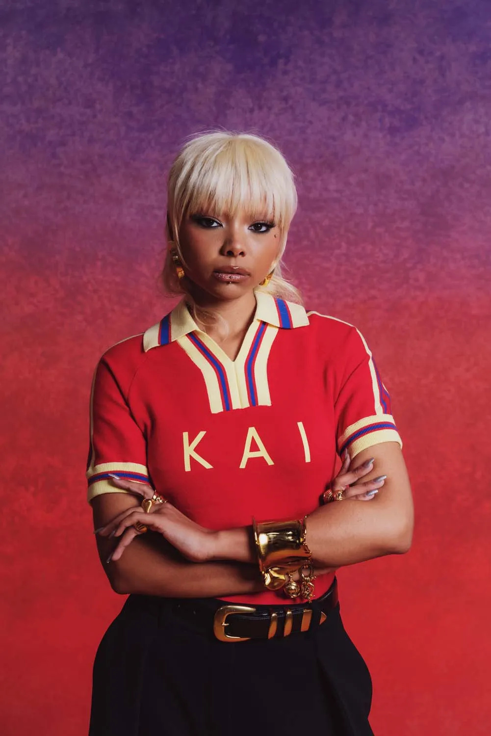 Mita Vintage Style Knitted Logo Jersey - Red sold by Kai Collective