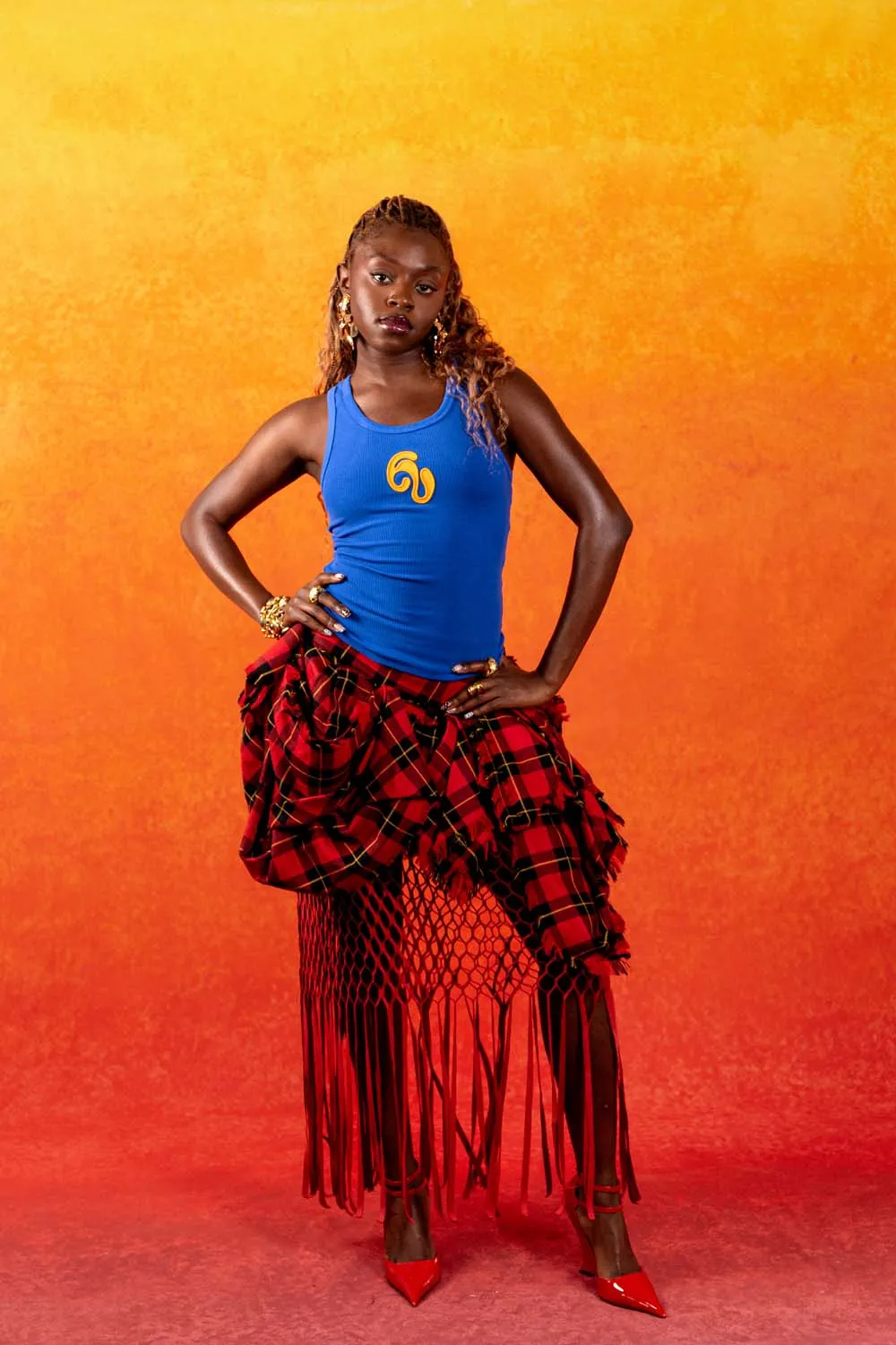 Nao Cotton Logo Embroidered Racer Back Vest Top - Cobalt sold by Kai Collective