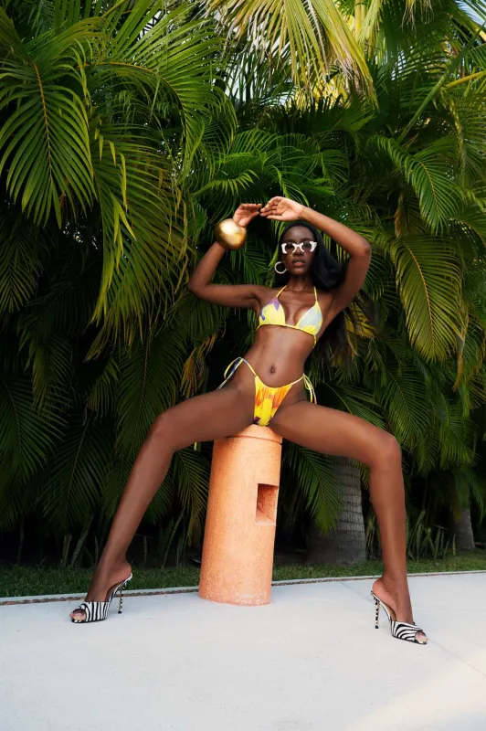 Kaikini String Printed Bikini Bottoms - Ayo Print sold by Kai Collective