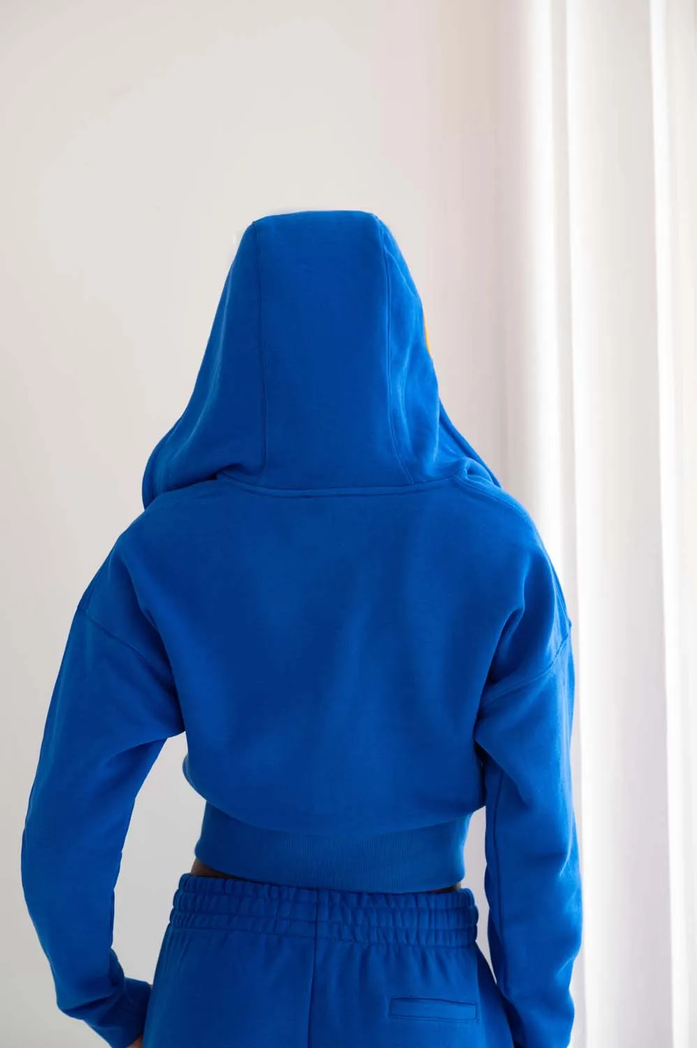 Kaia Logo Embroidered Cotton Zip Up Sweatshirt Cropped Hoodie - Cobalt sold by Kai Collective product image thumbnail 3