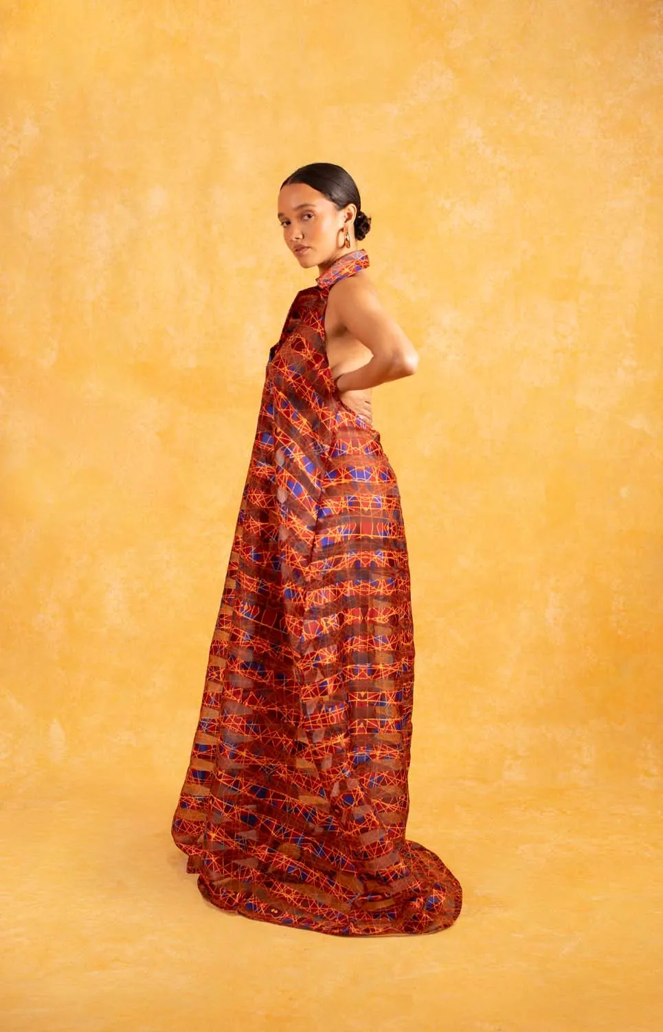 Naya Technical Organza Halter Low Back Shirt Dress - Burgundy sold by Kai Collective product image thumbnail 5