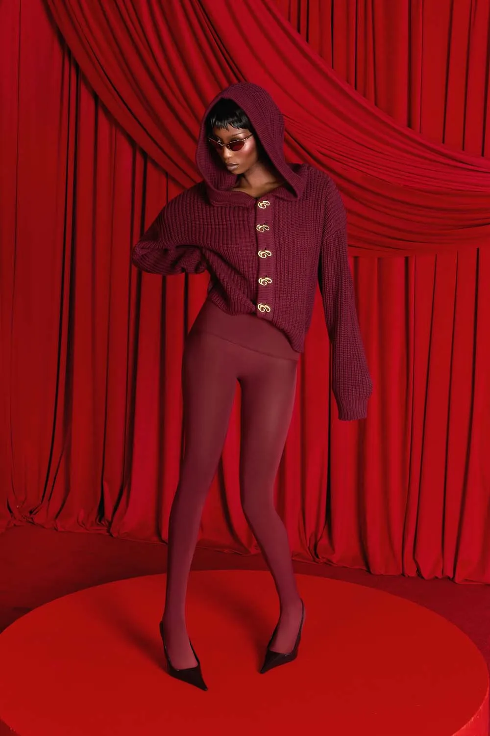 Nori Hooded Cardigan - Burgundy sold by Kai Collective product image thumbnail 2