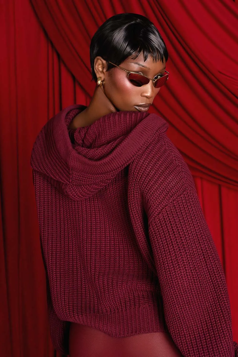 Nori Hooded Cardigan - Burgundy sold by Kai Collective product image thumbnail 4