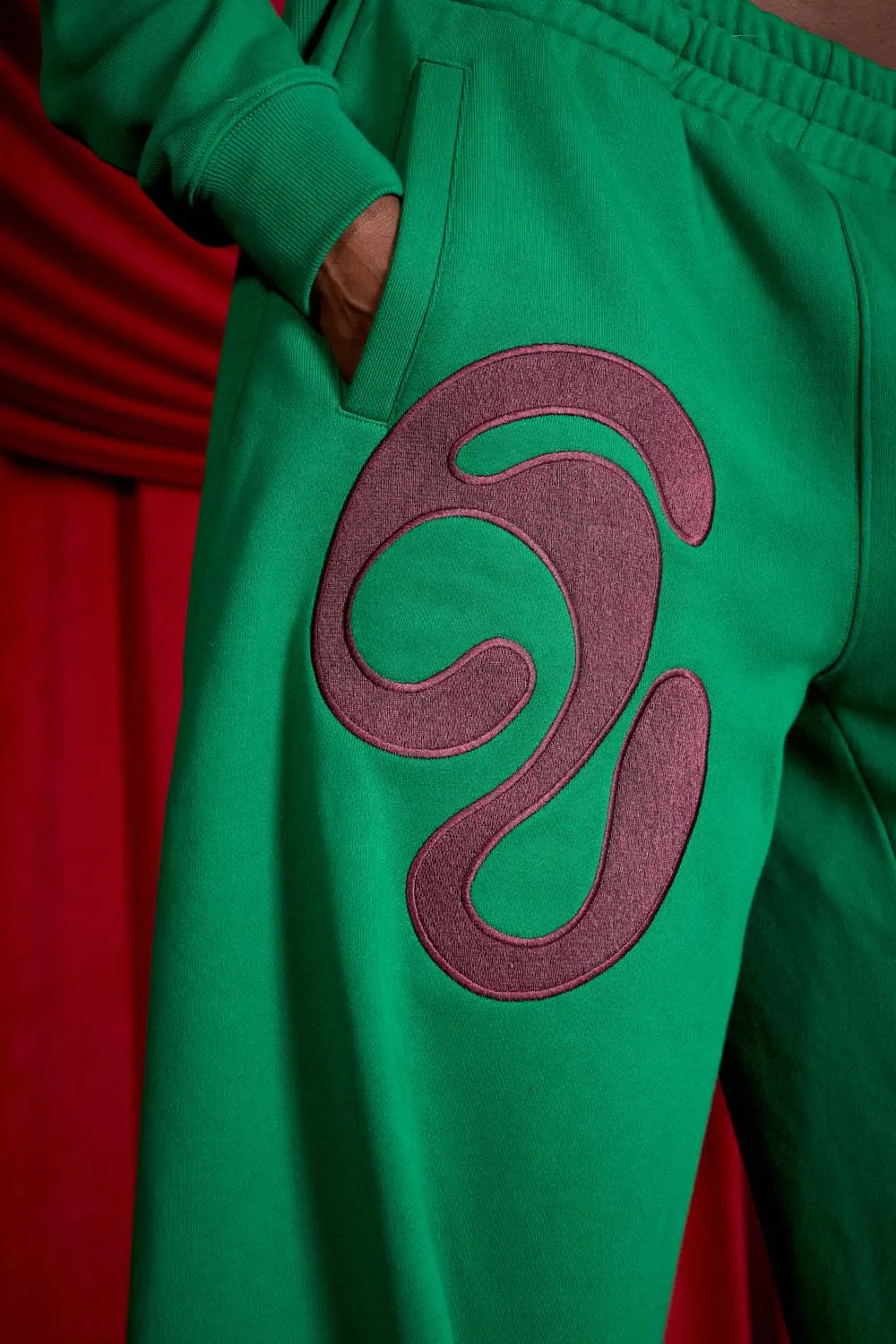 Kaia Logo Embroidered Cotton Parachute Sweatpants - Viridian sold by Kai Collective product image thumbnail 4