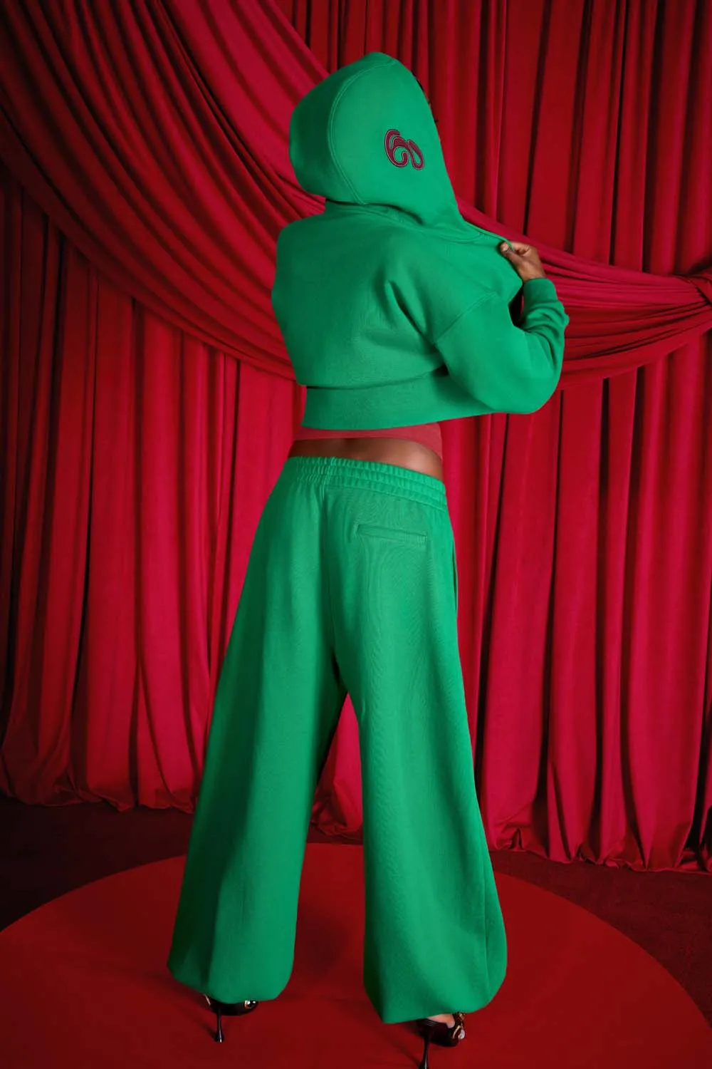 Kaia Logo Embroidered Cotton Parachute Sweatpants - Viridian sold by Kai Collective product image thumbnail 2