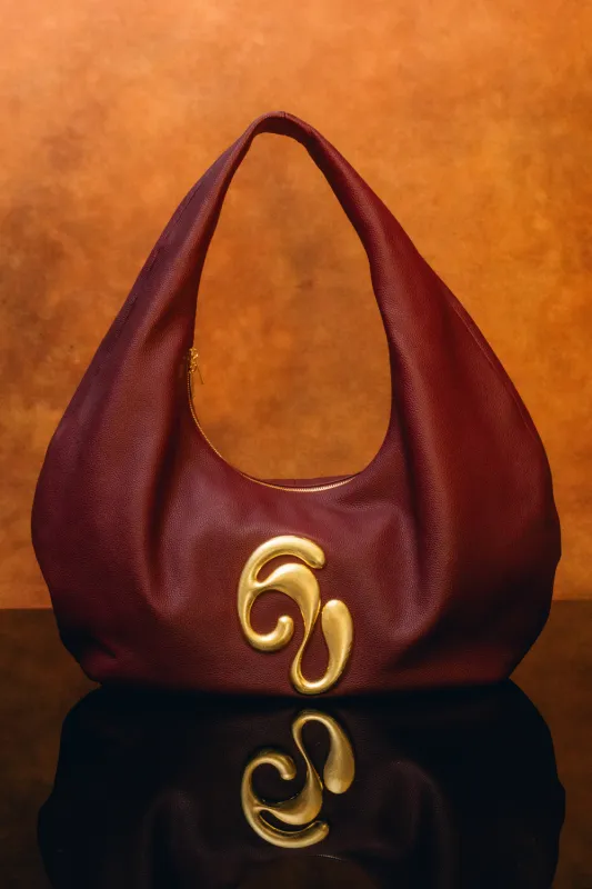 London Togo Leather Maxi Handbag - Burgundy made by Kai Collective