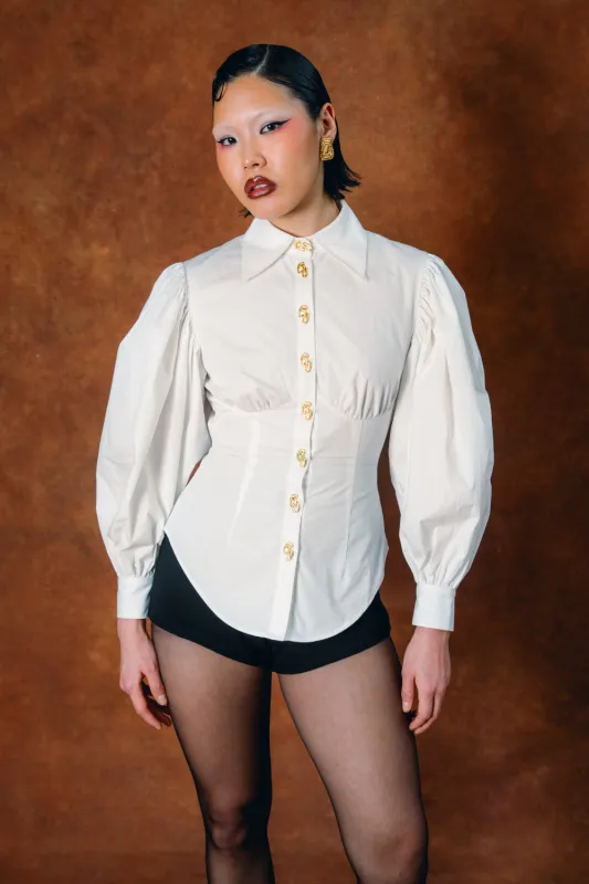 Sloane Sculpted Cotton Shirt - White made by Kai Collective
