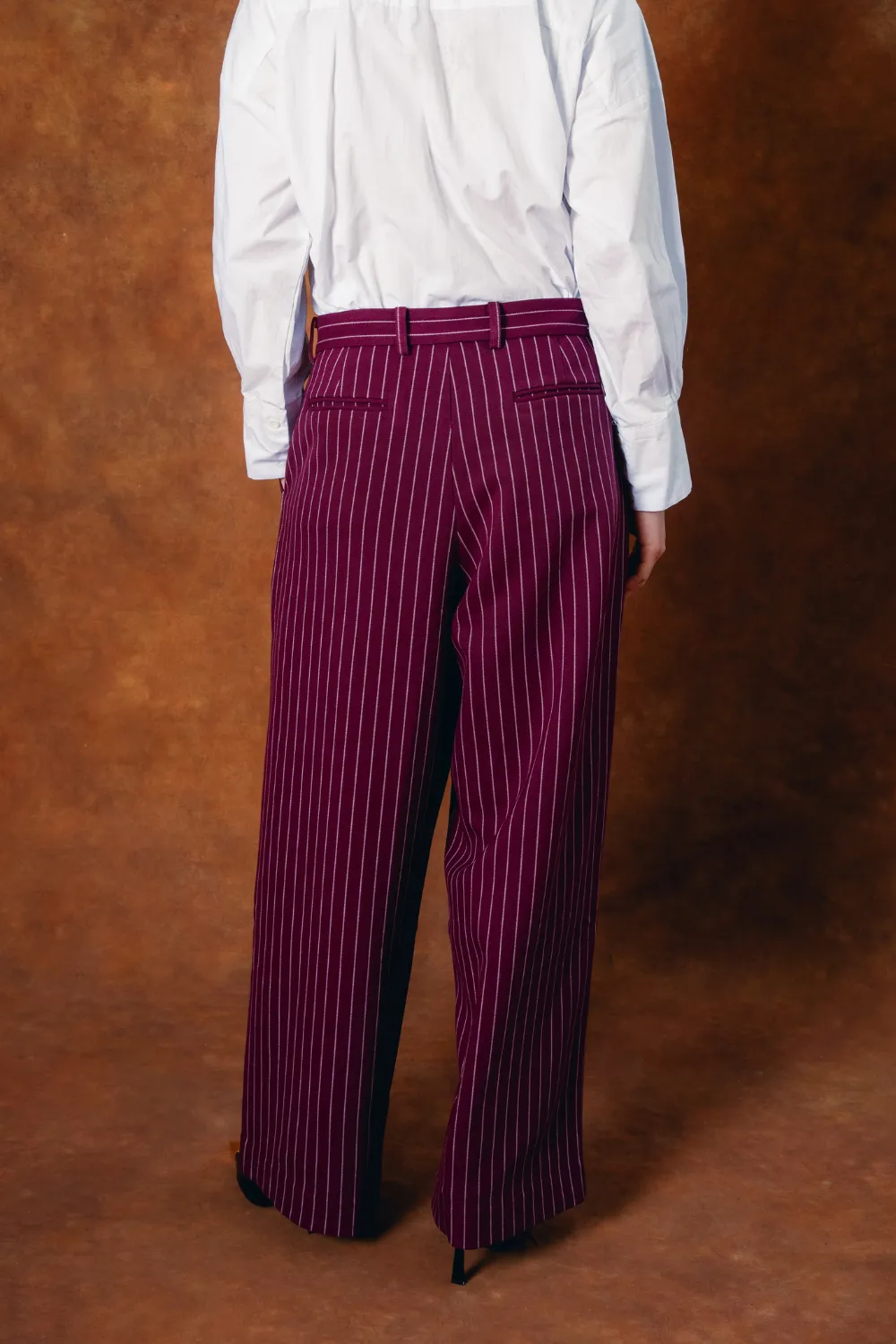 Robyn Pinstripe Trousers - Bordeaux sold by Kai Collective product image thumbnail 2