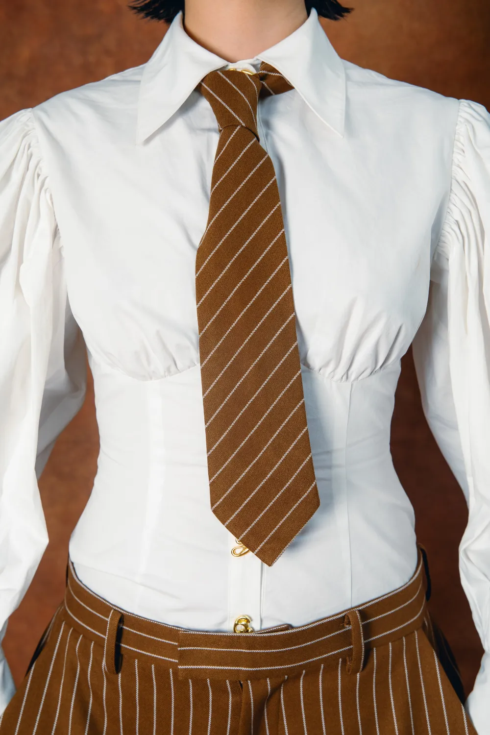 Robyn Pinstripe Tie - Caramel sold by Kai Collective product image thumbnail 2