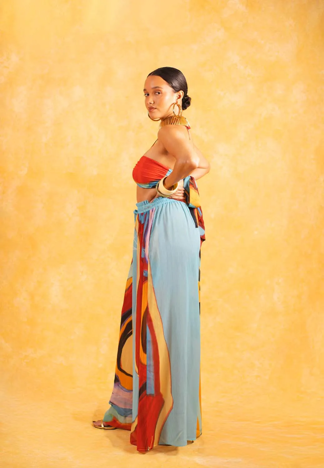 Meera Printed Trousers - Isimi Print - Blue sold by Kai Collective product image thumbnail 3