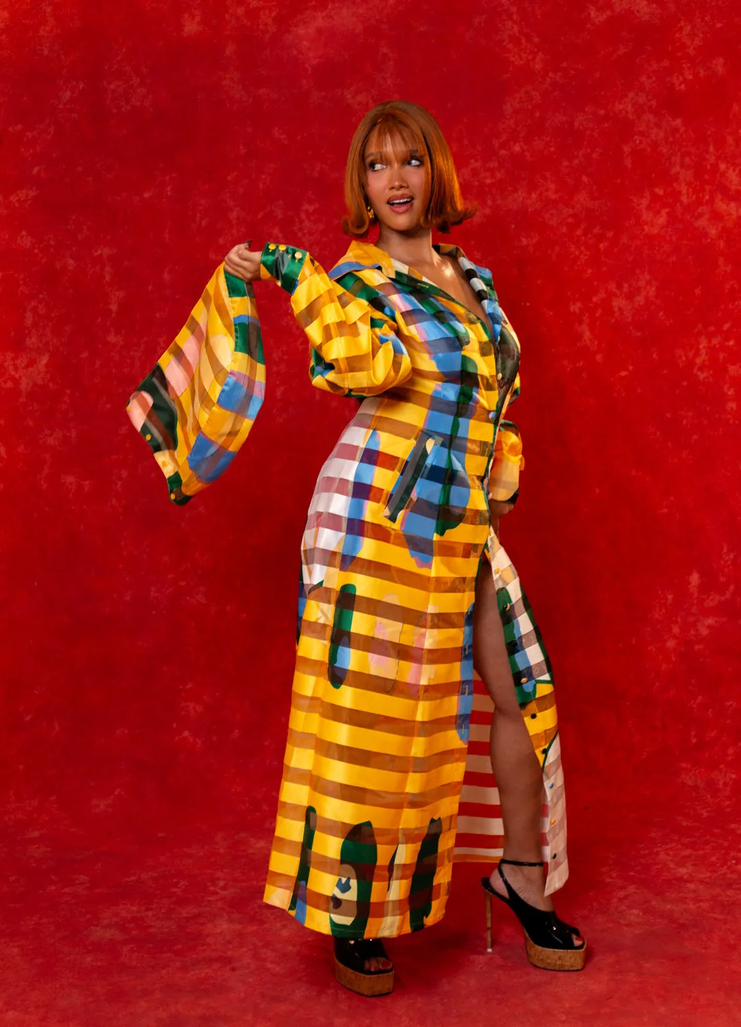 Samira Printed Organza Long Sleeve Hooded Dress - Lowla Print sold by Kai Collective product image thumbnail 2