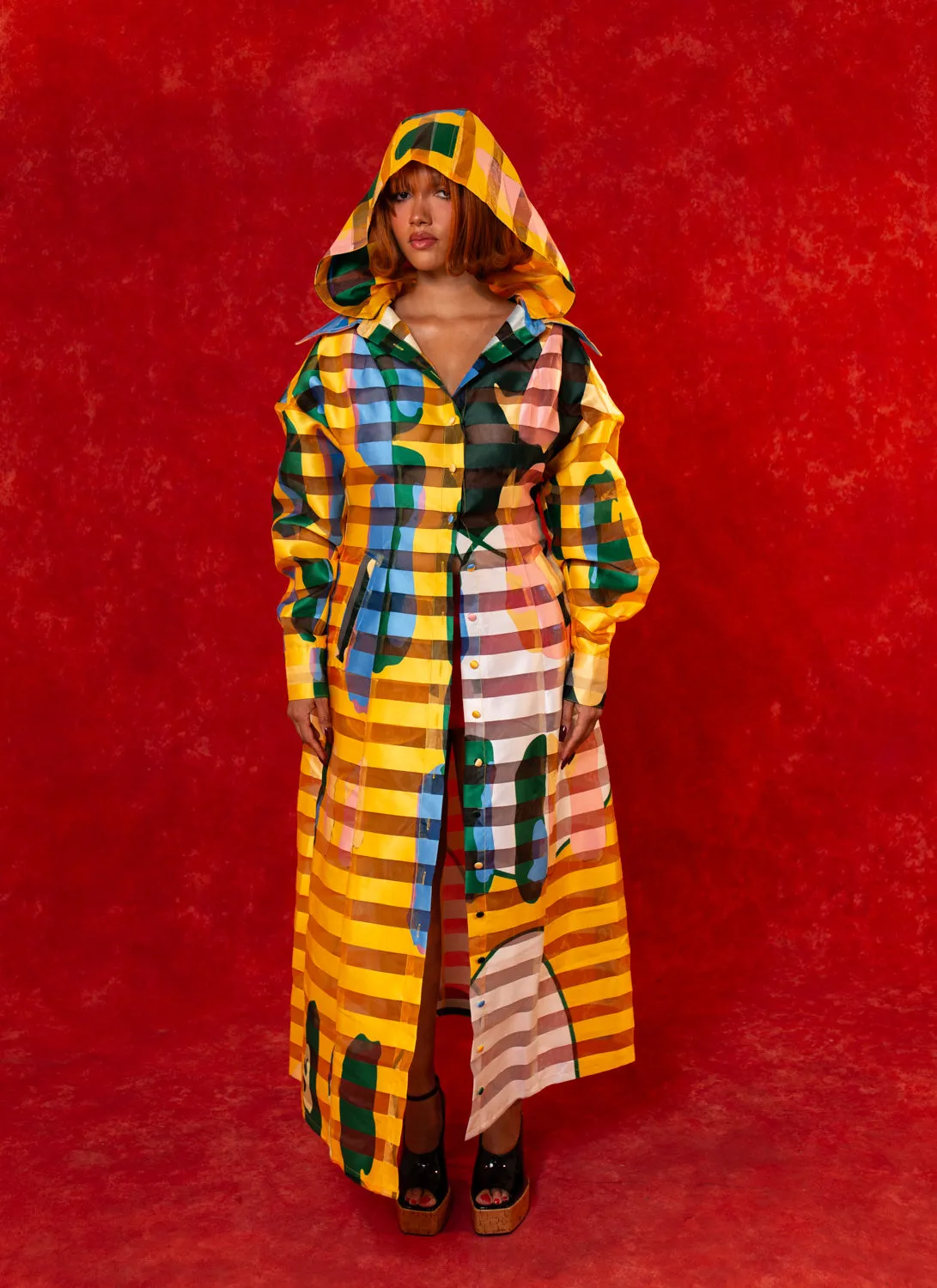 Samira Printed Organza Long Sleeve Hooded Dress - Lowla Print sold by Kai Collective product image thumbnail 5