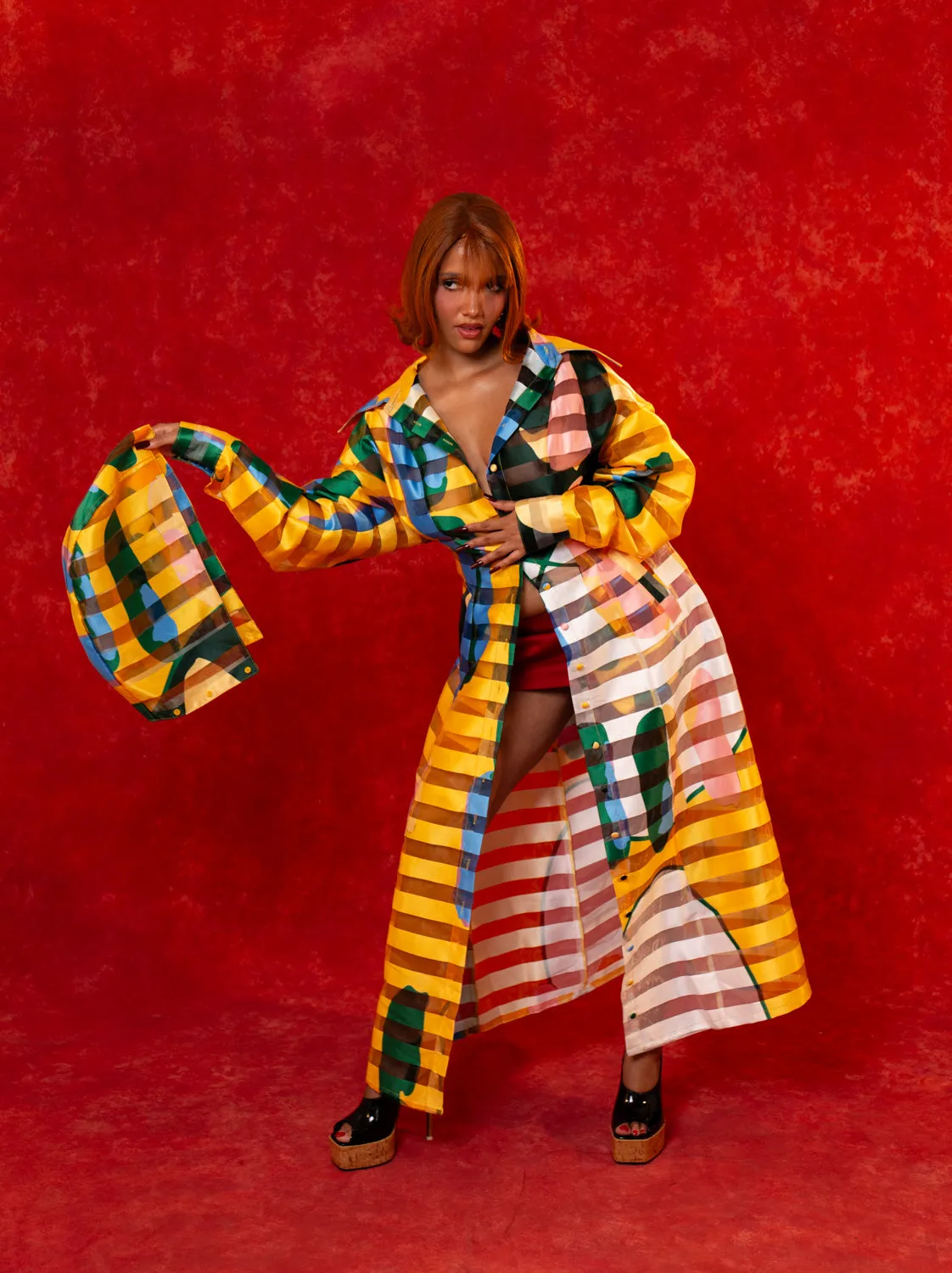 Samira Printed Organza Long Sleeve Hooded Dress - Lowla Print sold by Kai Collective product image thumbnail 4