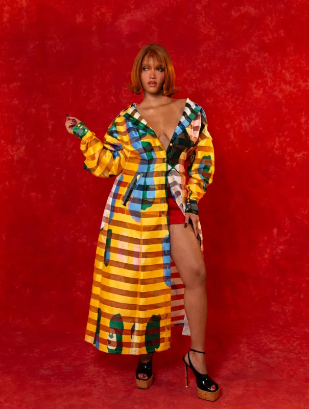 Samira Printed Organza Long Sleeve Hooded Dress - Lowla Print made by Kai Collective