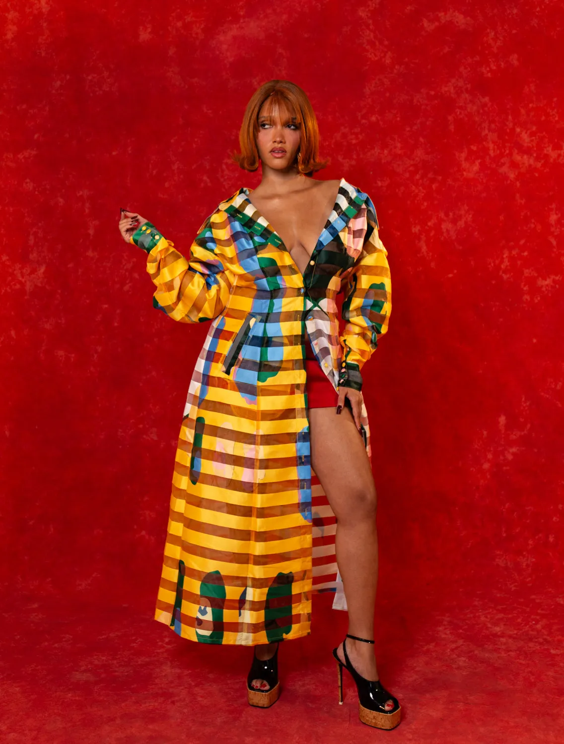 Samira Printed Organza Long Sleeve Hooded Dress - Lowla Print sold by Kai Collective